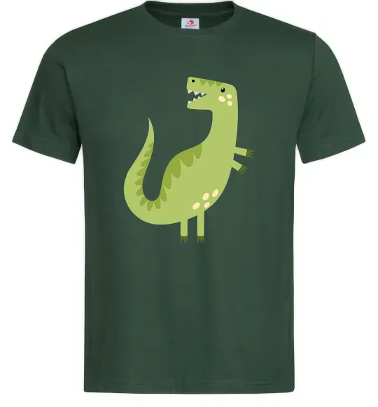 Мужская футболка Зелений динозавр малюнок Темно-зеленый фото