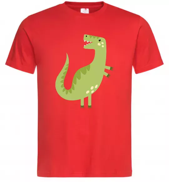 Мужская футболка Зелений динозавр малюнок Красный фото