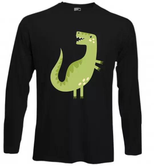 Лонгслив Зелений динозавр малюнок Черный фото