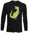 Лонгслив Зелений динозавр малюнок Черный Лонгслив Зелений динозавр малюнок Черный фото