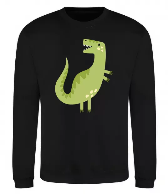 Свитшот Зелений динозавр малюнок Черный фото