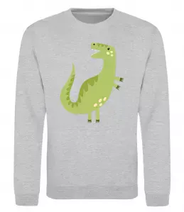 Свитшот Зелений динозавр малюнок Серый меланж фото