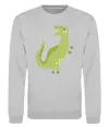 Свитшот Зелений динозавр малюнок Серый меланж фото