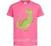 Детская футболка Зеленый динозавр рисунок Ярко-розовый фото