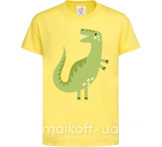 Детская футболка Зеленый динозавр рисунок Лимонный фото