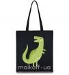 Еко-сумка Зеленый динозавр рисунок Чорний фото