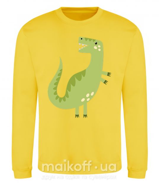 Свитшот Зеленый динозавр рисунок Солнечно желтый фото