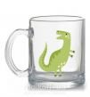 Чашка стеклянная Зеленый динозавр рисунок Прозрачный фото