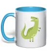 Чашка с цветной ручкой Зелений динозавр малюнок Голубой фото