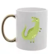 Чашка с цветной ручкой Зелений динозавр малюнок Золото фото