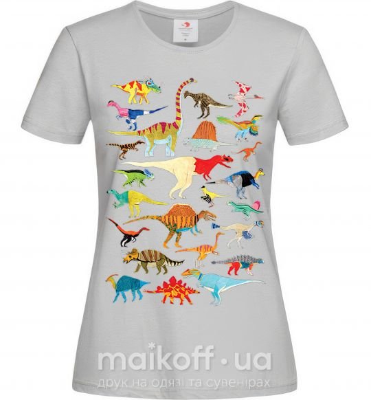 Жіноча футболка Multicolor dinos Сірий фото