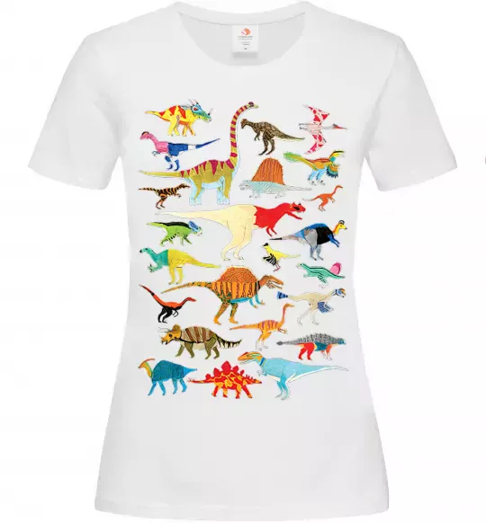 Женская футболка Multicolor dinos Белый фото