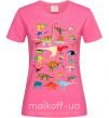 Женская футболка Multicolor dinos Ярко-розовый фото