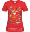 Женская футболка Multicolor dinos Красный фото