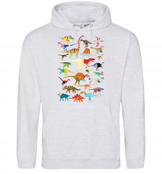 Мужская толстовка (худи) Multicolor dinos Серый меланж фото