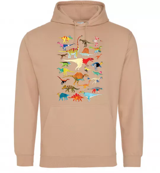 Мужская толстовка (худи) Multicolor dinos Песочный фото