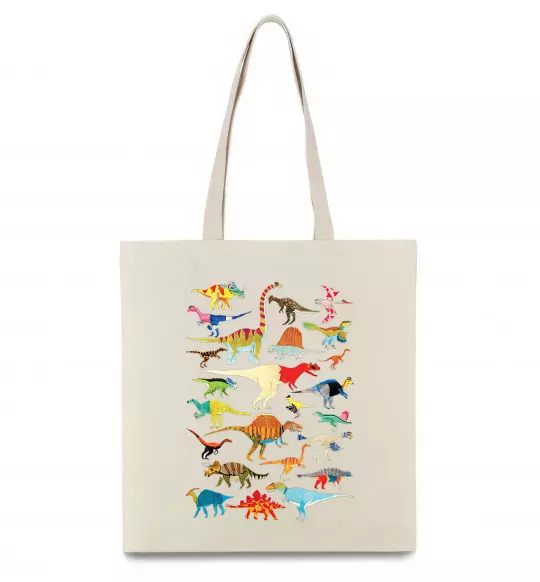 Еко-сумка Multicolor dinos Бежевий фото