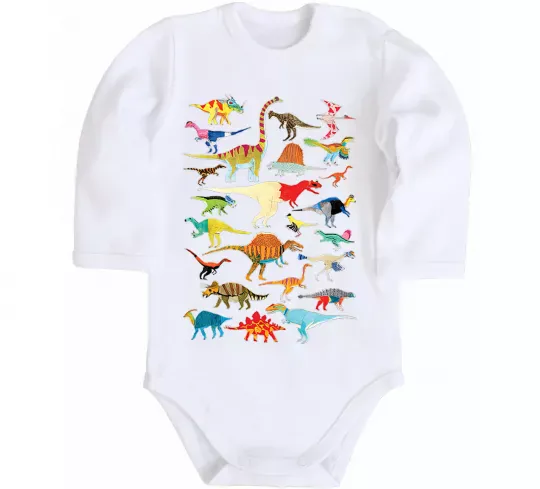 Детский боди Multicolor dinos Белый фото