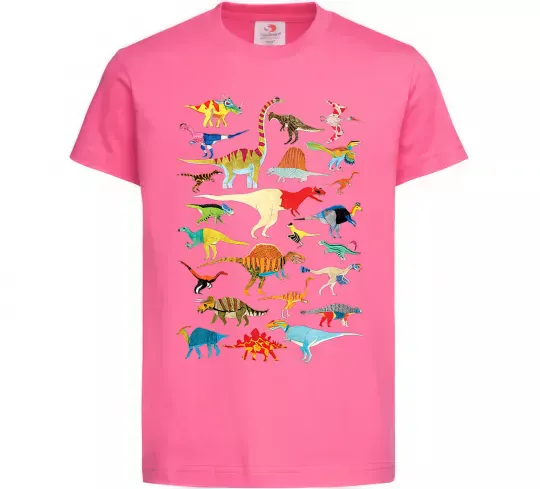 Детская футболка Multicolor dinos Ярко-розовый фото