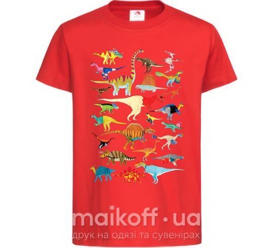 Детская футболка Multicolor dinos Красный фото