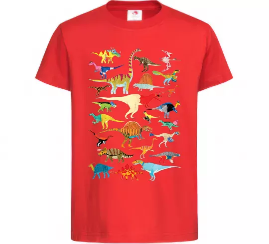 Детская футболка Multicolor dinos Красный фото