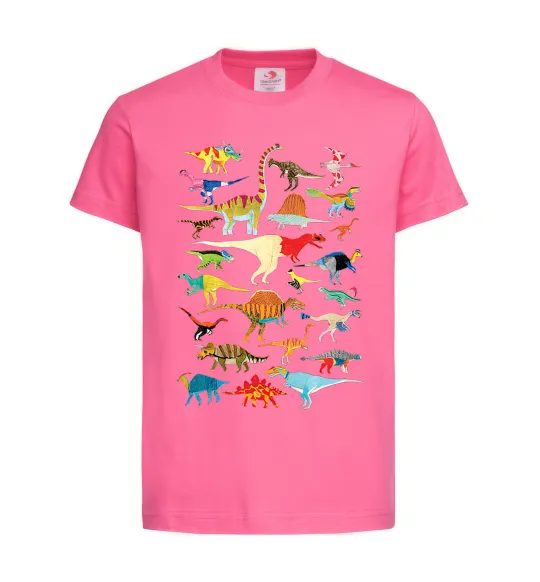 Детская футболка Multicolor dinos Ярко-розовый фото