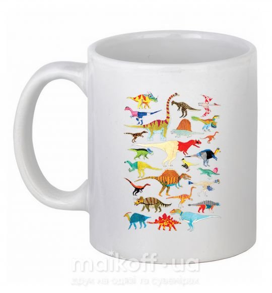 Чашка керамическая Multicolor dinos Белый фото