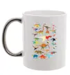 Чашка з кольоровою ручкою Multicolor dinos Срібло фото