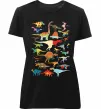 Женская премиум футболка Multicolor dinos Черный фото