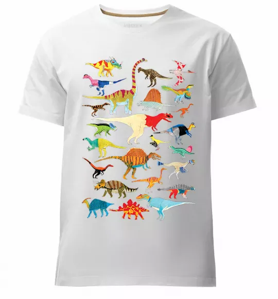 Мужская премиум футболка Multicolor dinos Белый фото