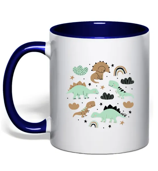 Чашка з кольоровою ручкою Dino round Глибокий темно-синій фото