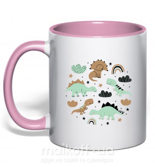 Чашка с цветной ручкой Dino round Нежно розовый фото