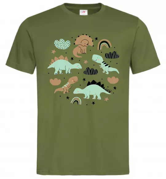 Чоловіча футболка Dino round Оливковий фото