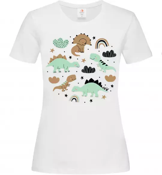 Женская футболка Dino round Белый фото