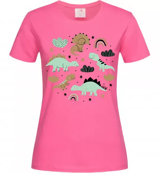 Женская футболка Dino round Ярко-розовый фото