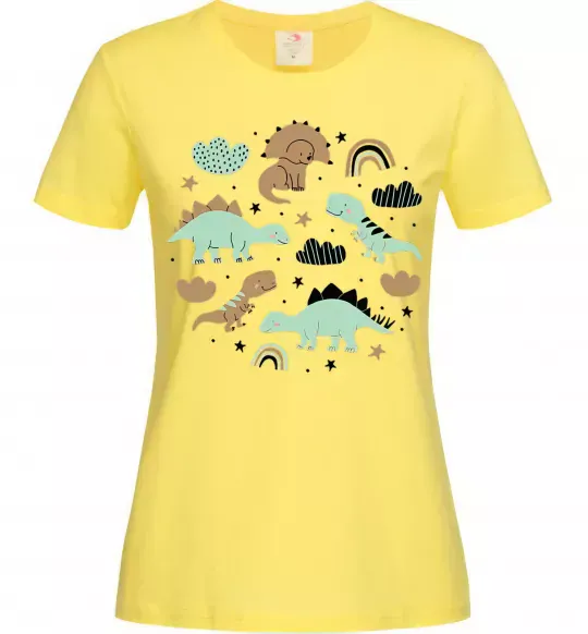 Женская футболка Dino round Лимонный фото