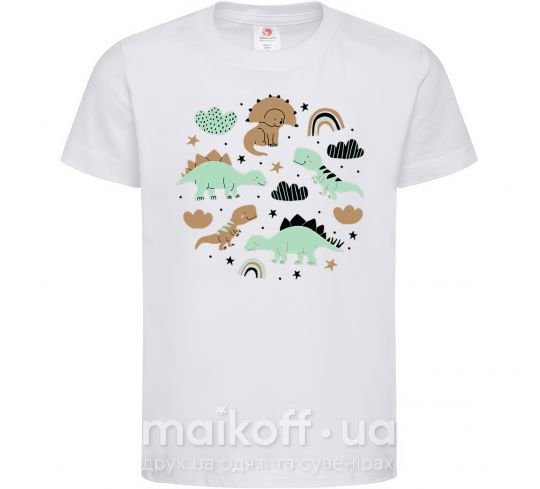 Детская футболка Dino round Белый фото