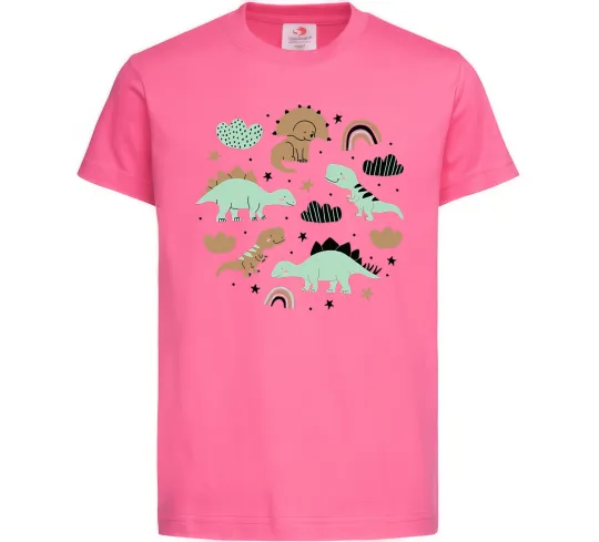 Детская футболка Dino round Ярко-розовый фото