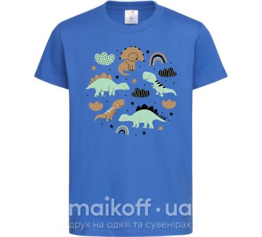 Детская футболка Dino round Ярко-синий фото