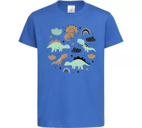 Детская футболка Dino round Ярко-синий фото