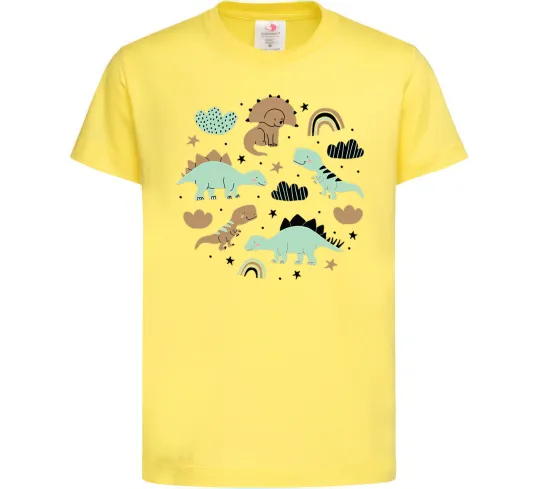 Детская футболка Dino round Лимонный фото