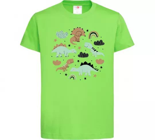 Детская футболка Dino round Лаймовый фото