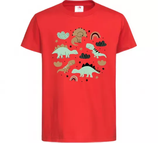 Детская футболка Dino round Красный фото