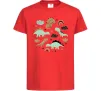 Детская футболка Dino round Красный фото