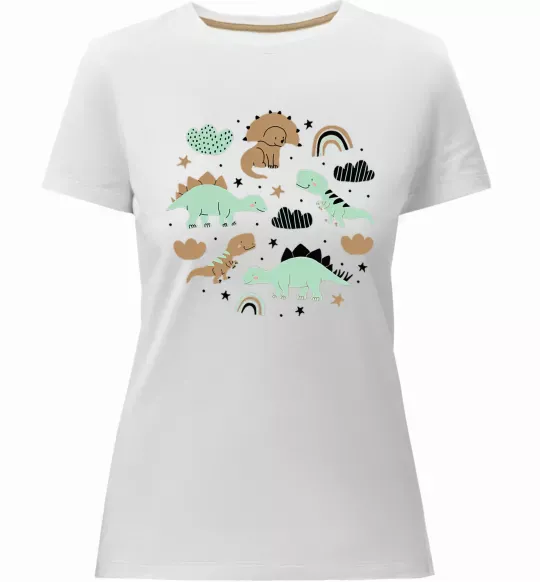 Жіноча преміум футболка Dino round Білий фото