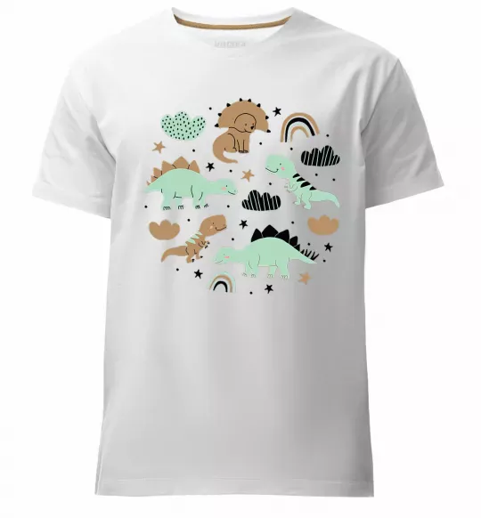 Мужская премиум футболка Dino round Белый фото