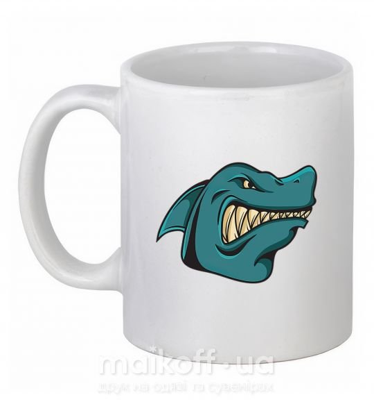 Чашка керамічна Злая акула Білий фото