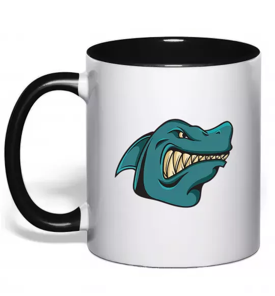 Чашка с цветной ручкой Зла акула Черный фото