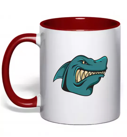 Чашка с цветной ручкой Зла акула Красный фото