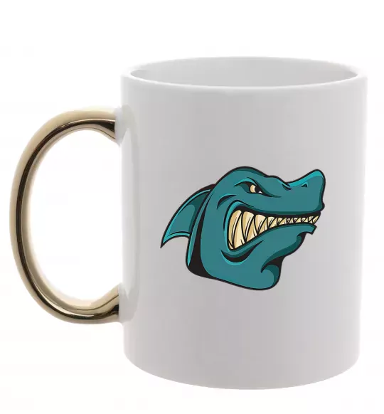 Чашка с цветной ручкой Зла акула Золото фото